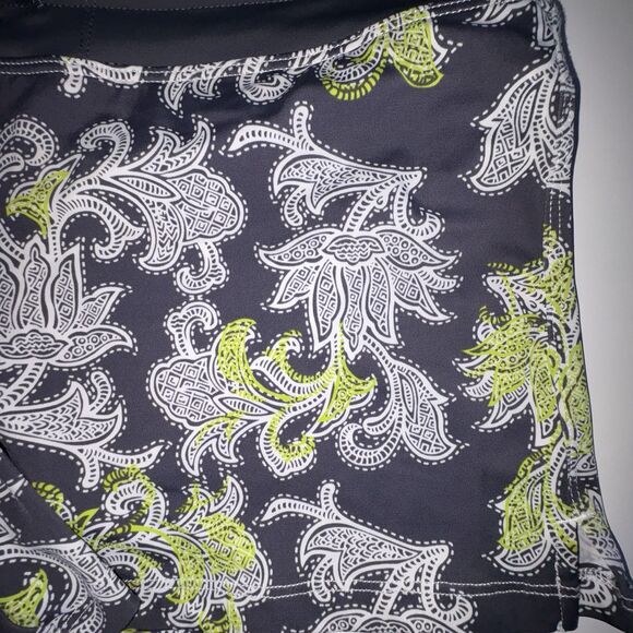 Athleta Gray & White Floral Swim Shorts Swimsuit Bottom Size Large Back Pocket - Picture 3 of 6